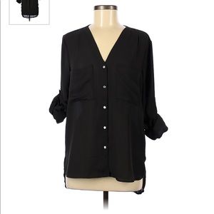 H&M Dark Gray Lightweight Blouse w/Pockets, Sleeve Can Be Worn Long or Rolled Up